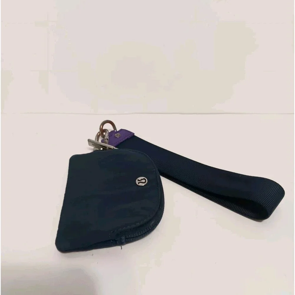 Lululemon Pouch Wristlet Keychain Midnight Blue Zip Around 4
